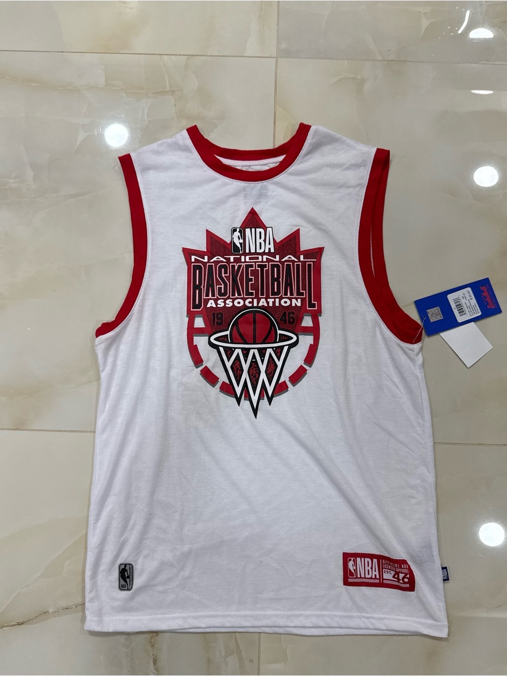 NBA White and Red Graphic Basketball Jersey